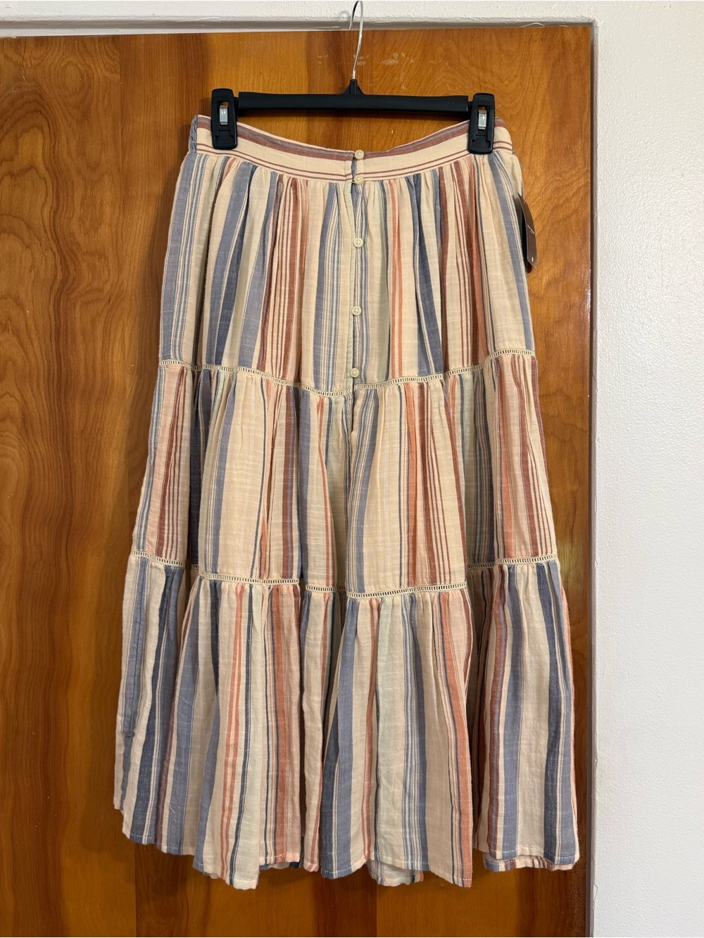 NWT Lucky Brand Striped Cotton Midi Skirt
